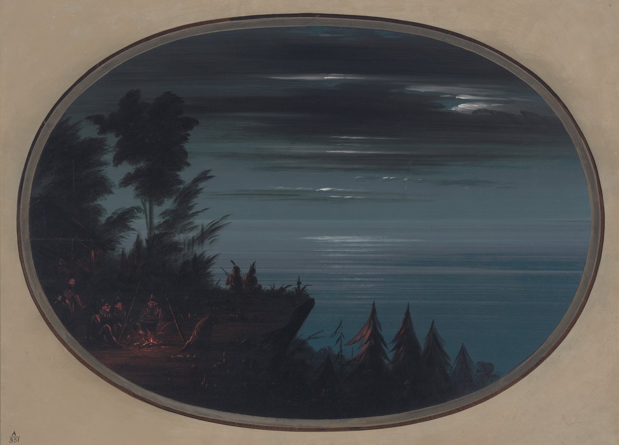 Nayas falu éjjel, 18551869. alkotó: George Catlin