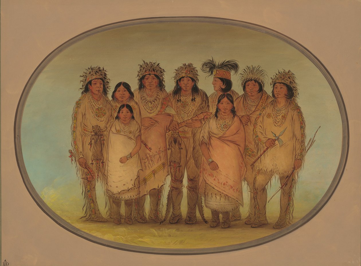Kilenc Ojibbeway indián Londonban, 18611869. alkotó: George Catlin