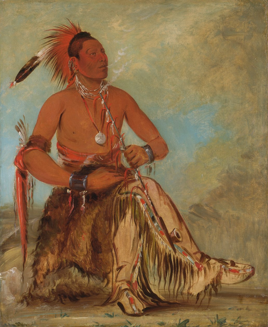 Nóm-ba-mon-nee, Double Walker, a Brave, 1832. alkotó: George Catlin