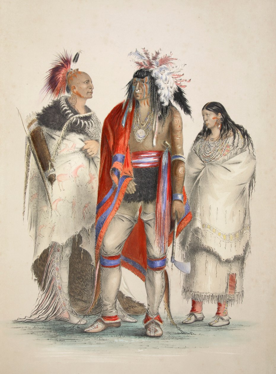 Észak-amerikai indiánok, kocsma. 1845-ös színes litográfia. alkotó: George Catlin
