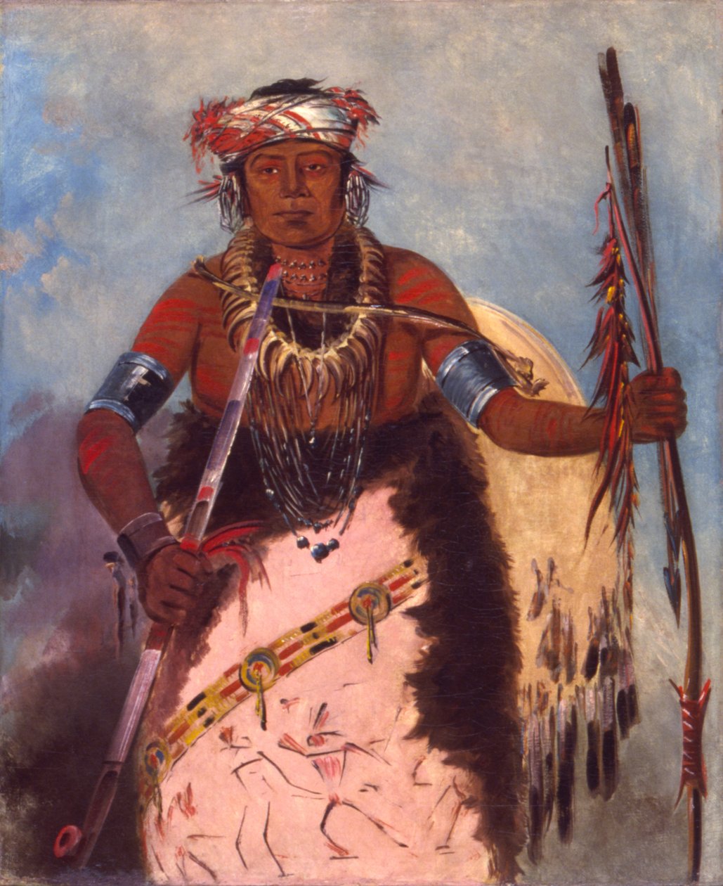 Notch-ee-níng-a, No Heart, (más néven Fehér Felhő), a törzs főnöke. alkotó: George Catlin