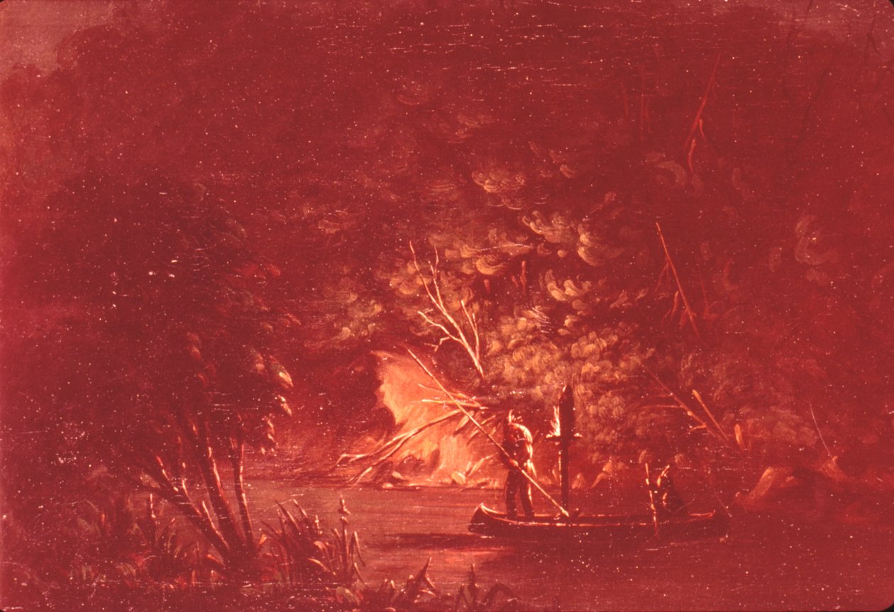 Ojibwe lándzsás lazac fáklyafénynél alkotó: George Catlin