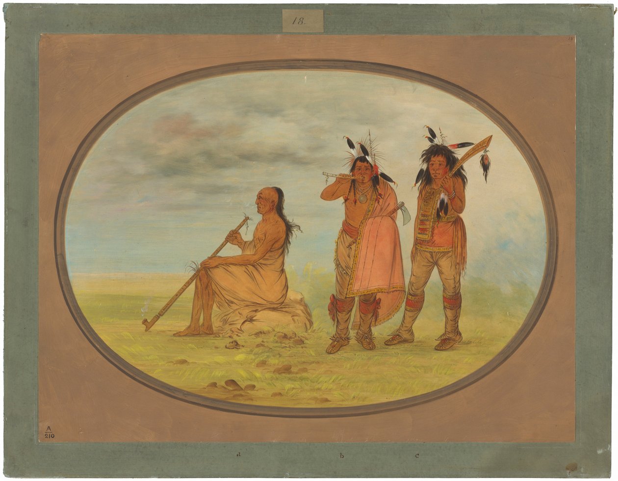 Idős menomonie főnök két fiatal kérővel alkotó: George Catlin