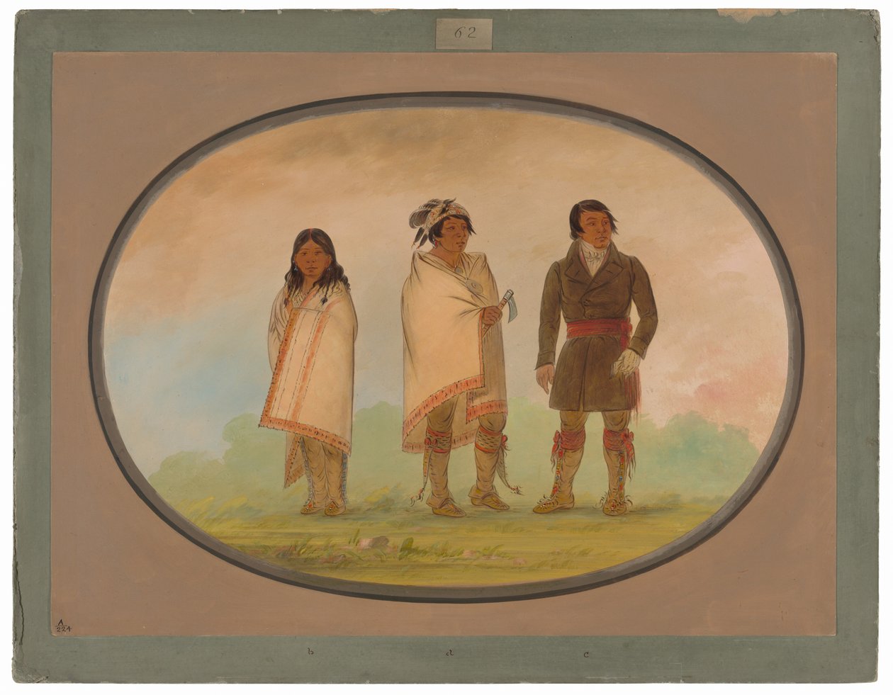 Oneida főnök, nővére és egy misszionárius alkotó: George Catlin