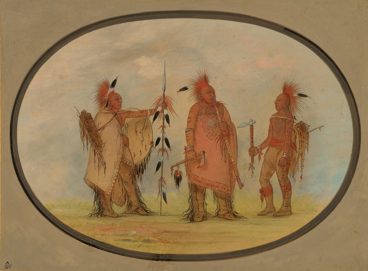 Osage főnök két harcossal, 18611869. alkotó: George Catlin