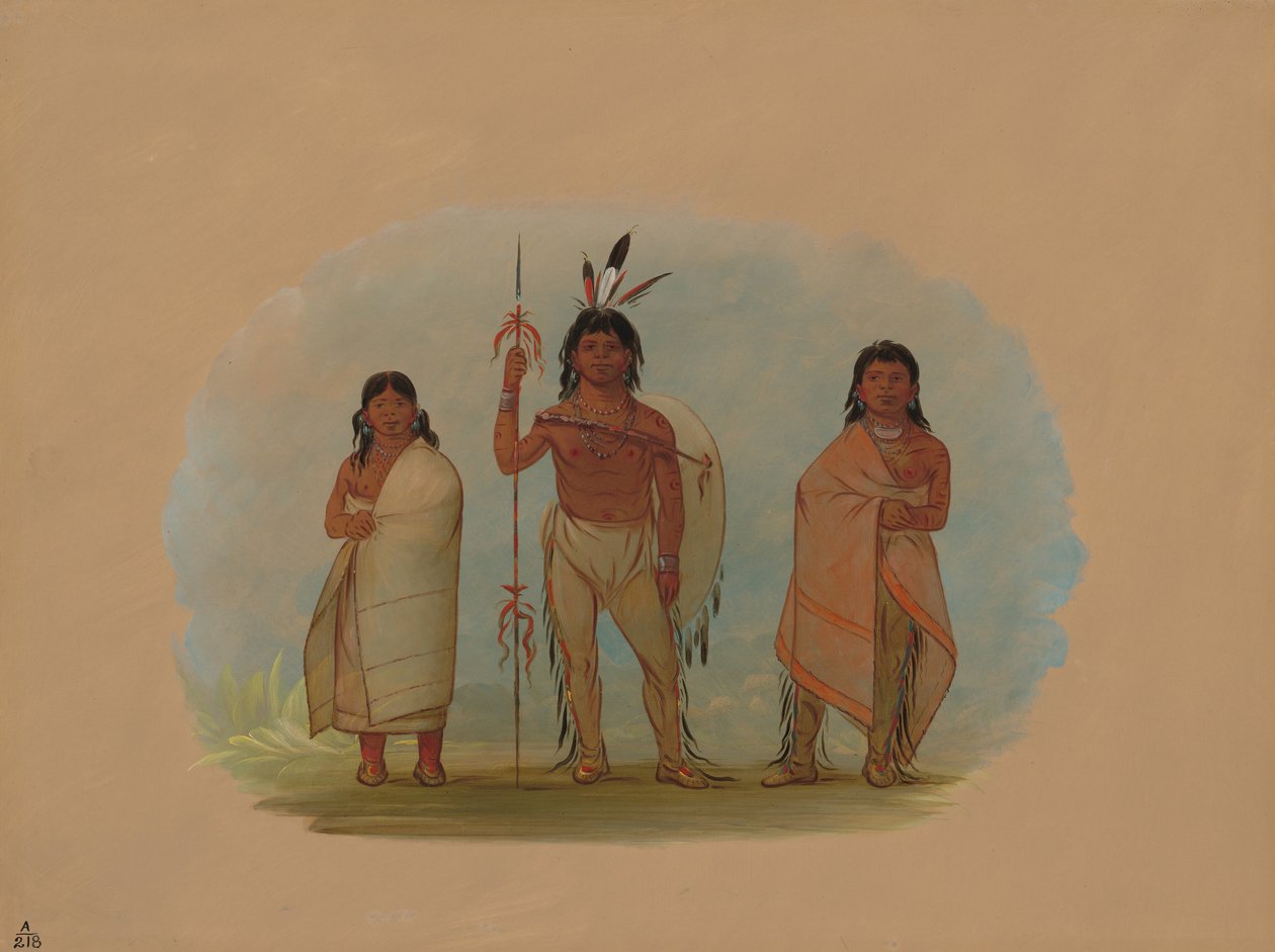 Ottawa főnök, felesége és egy harcos, 18611869. alkotó: George Catlin