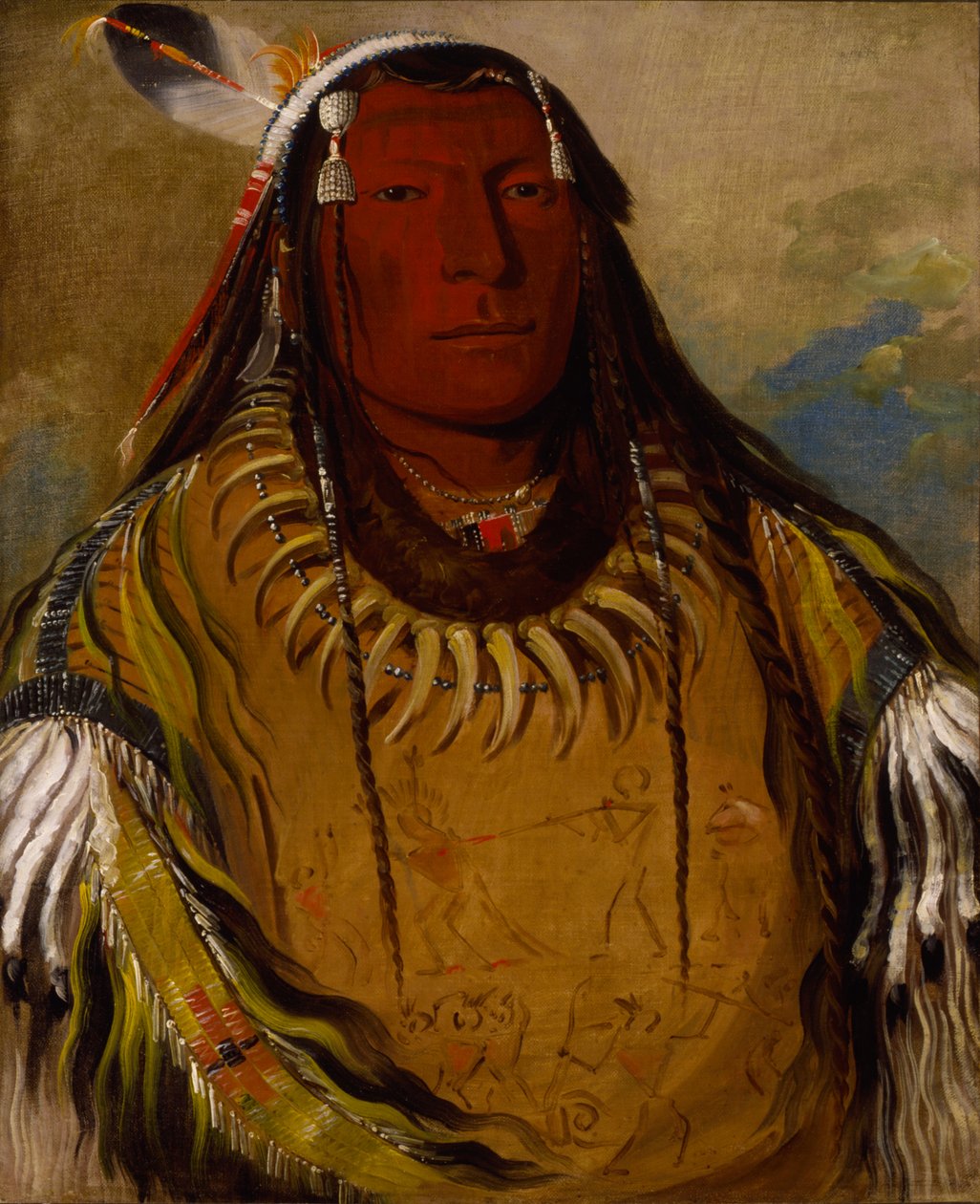 Pa-ris-ka-roó-pa, Két varjú, vezér, 1832. alkotó: George Catlin