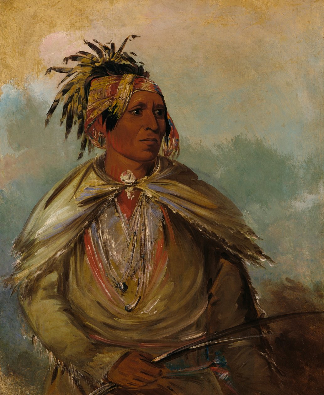 Pah-mee-ców-ee-tah, Ember, aki nyomoz, egy törzsfőnök. alkotó: George Catlin