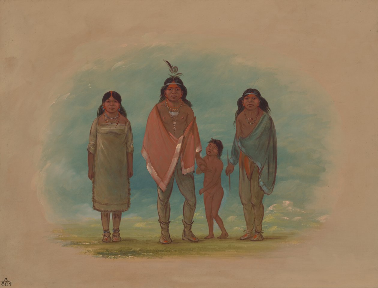Patagon főnök, testvére és lánya, 18561869. alkotó: George Catlin