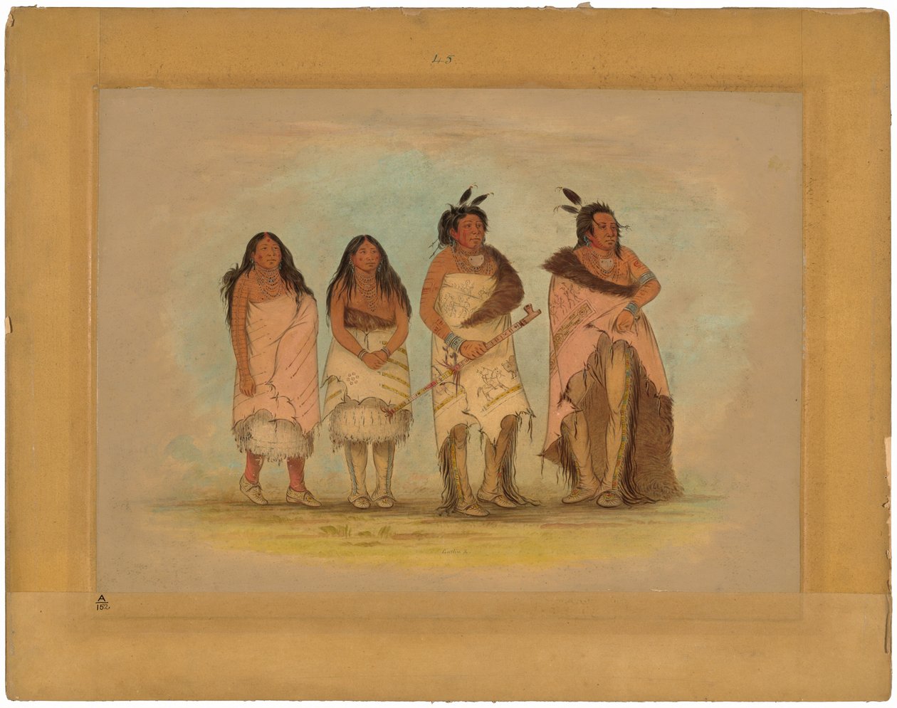 Pawneepict főnök, két lány és egy harcos alkotó: George Catlin