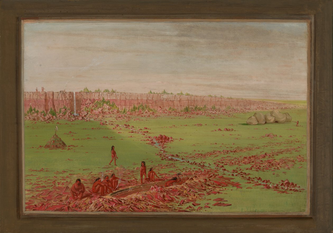 Pipestone kőfejtő a Coteau des Prairies-on alkotó: George Catlin