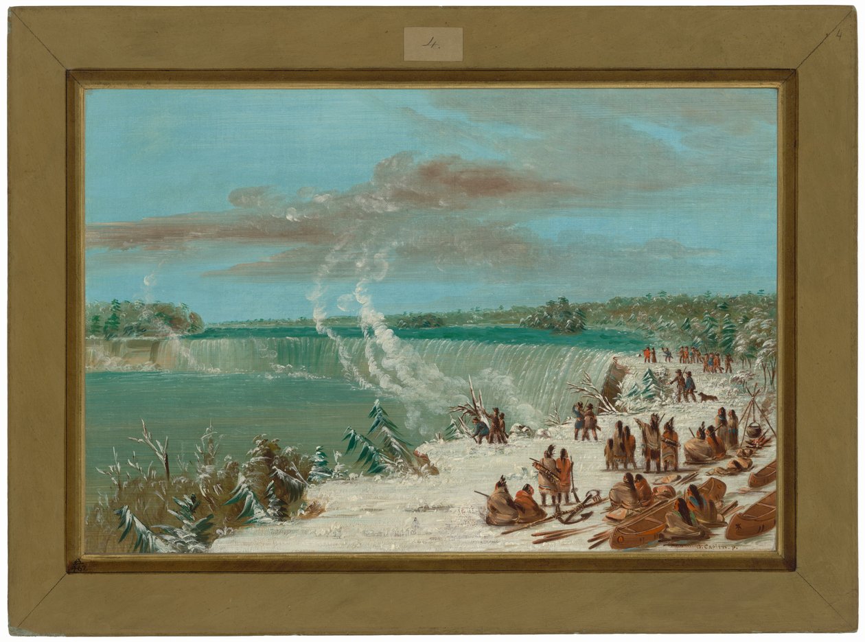 Átszállítás a Niagara-vízesés körül, Table Rocknál alkotó: George Catlin