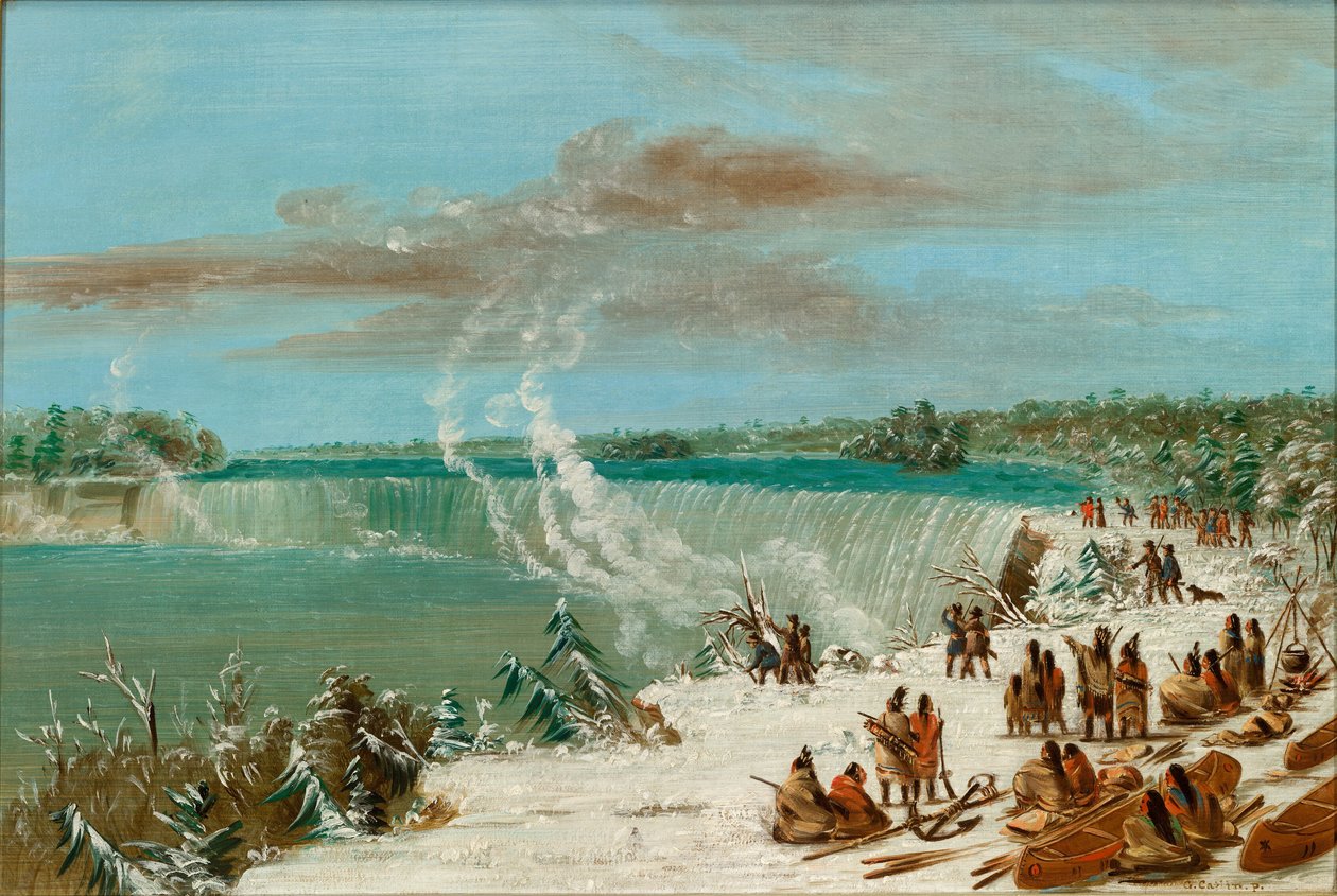 Portage a Niagara-vízesés körül a Table Rocknál, 18471848. alkotó: George Catlin