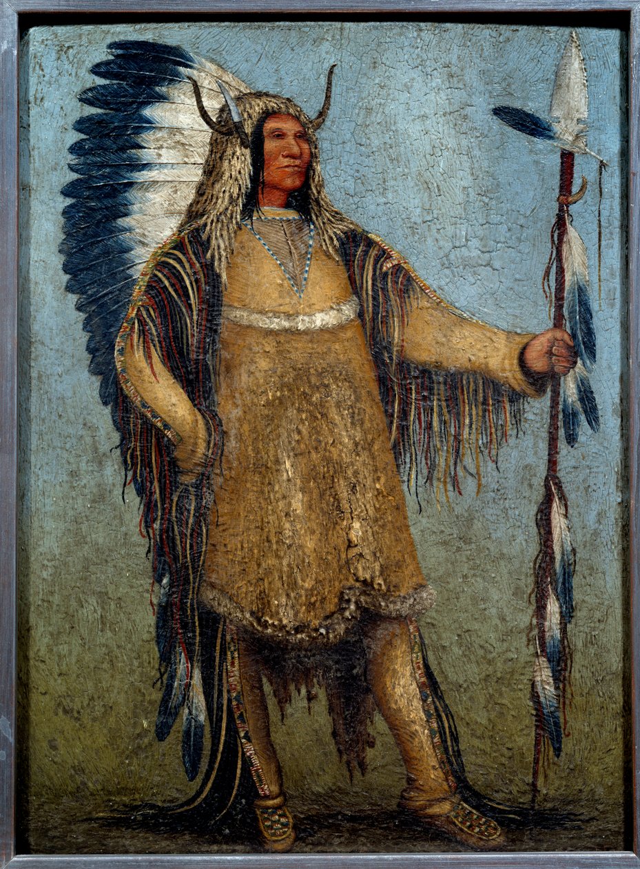 Egész alakos portré egy indie karmesterről ünnepi jelmezben George Catlin festménye (1794-1872) alkotó: George Catlin