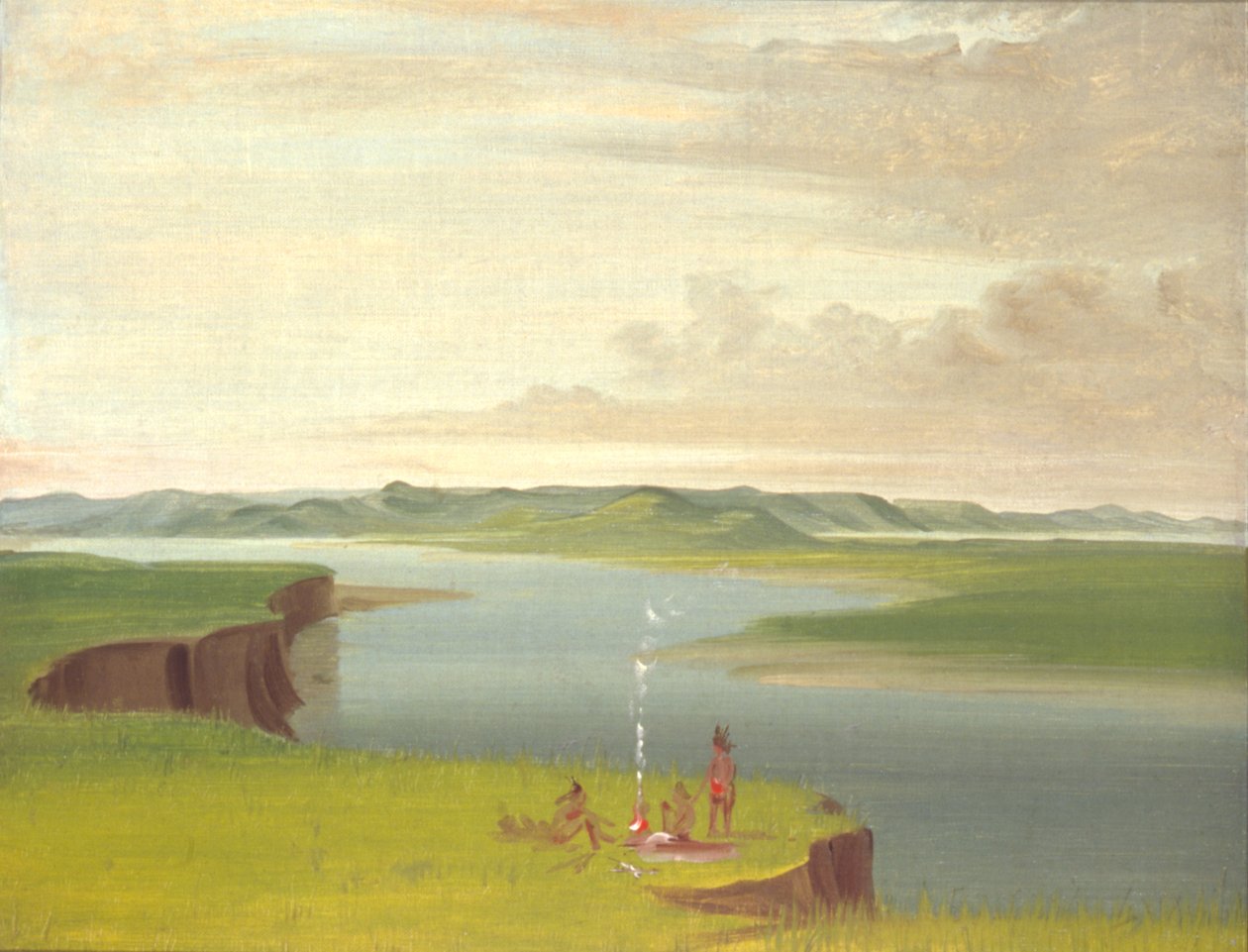 Prérifövenyek napfelkeltekor, a Yellowstone folyó torkolatának közelében alkotó: George Catlin