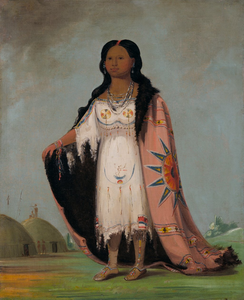 Pshán-shaw, Édes illatú fű, Véres kéz tizenkét éves lánya, 1832. alkotó: George Catlin