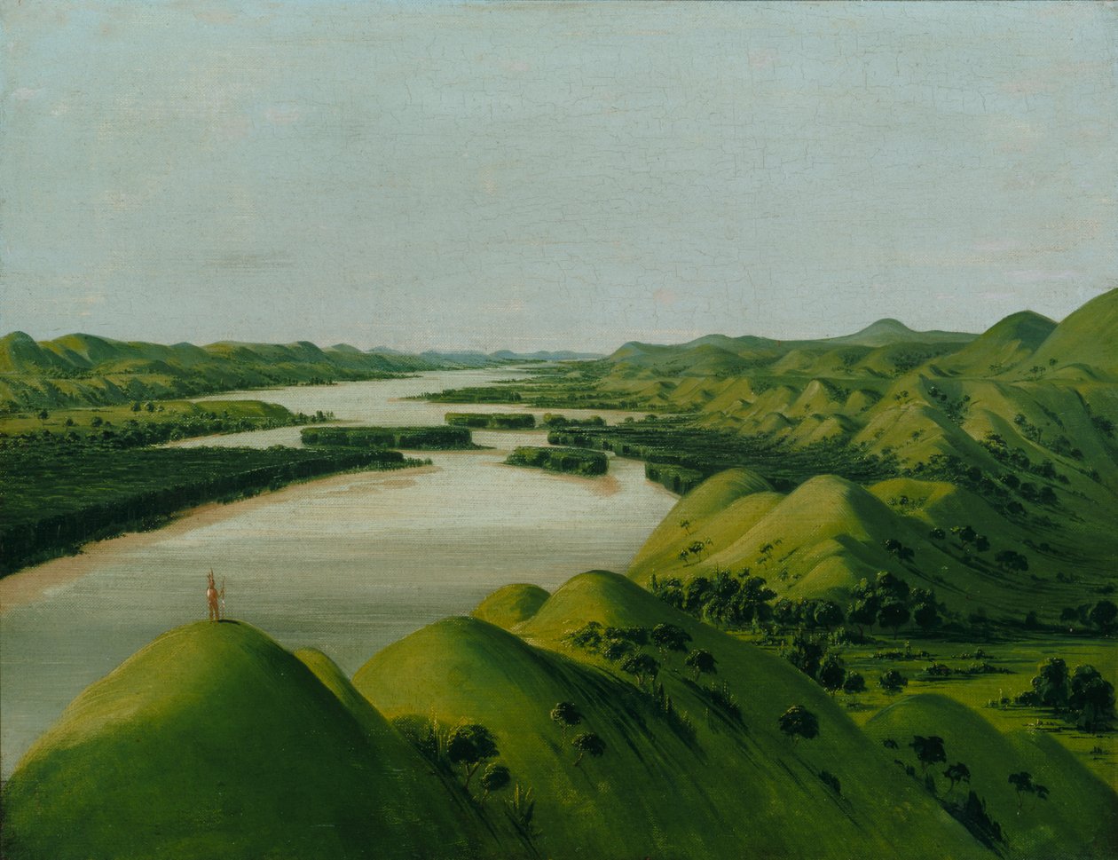 River Bluffs, 1320 mérfölddel St. Louis felett, 1832. alkotó: George Catlin