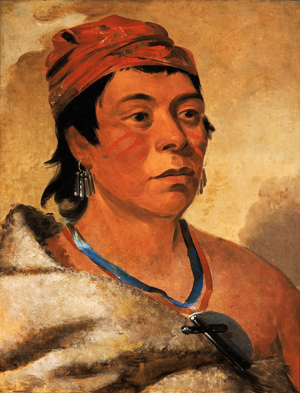 Round Island, egy harcos, 1831. alkotó: George Catlin