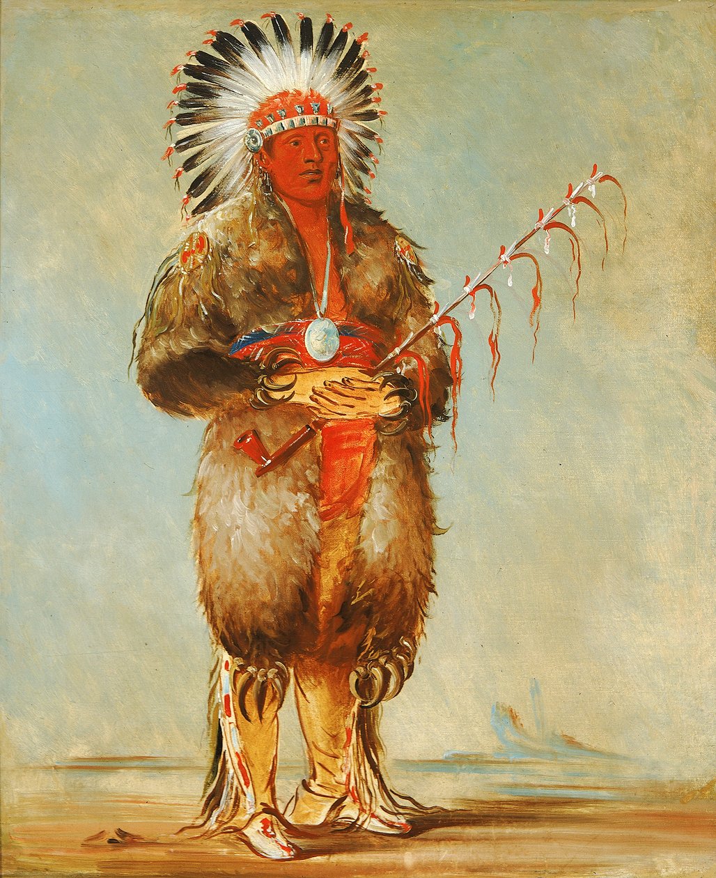 Ráw-no-way-wóh-krah, Laza Pipestem, egy bátor, 1832. alkotó: George Catlin