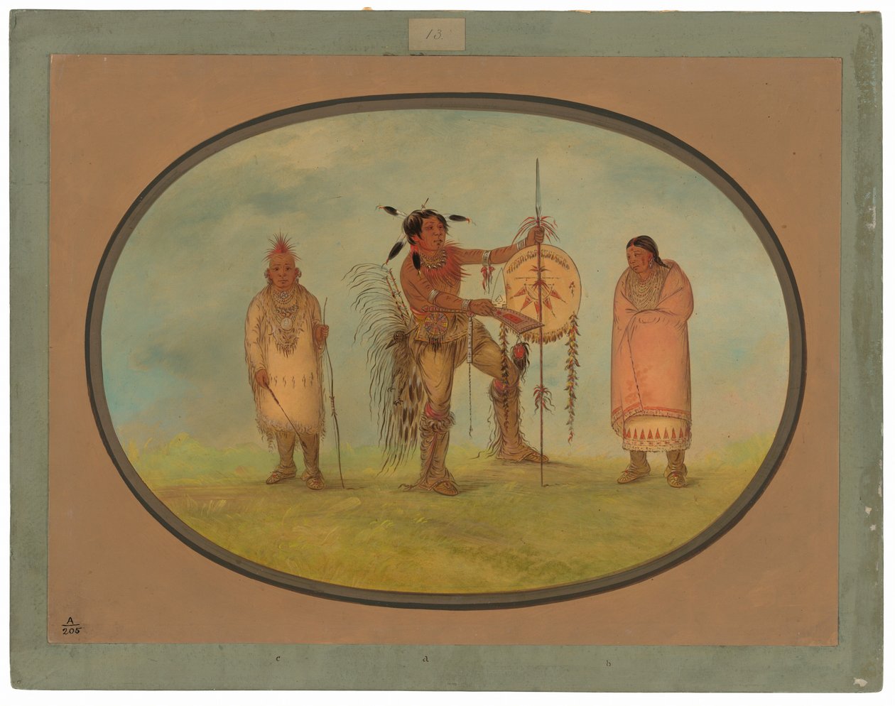 Saukie Warrior, a felesége és egy fiú alkotó: George Catlin