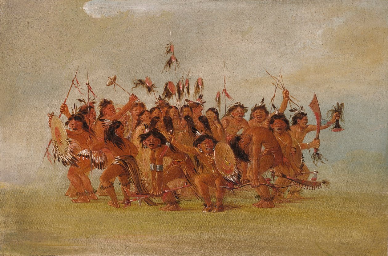 Scalp Dance, a Teton-folyó torkolata alkotó: George Catlin