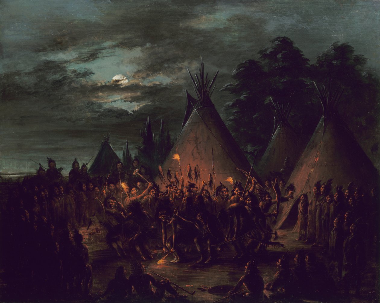 Scalp Dance, Sioux, 1845-1848. alkotó: George Catlin