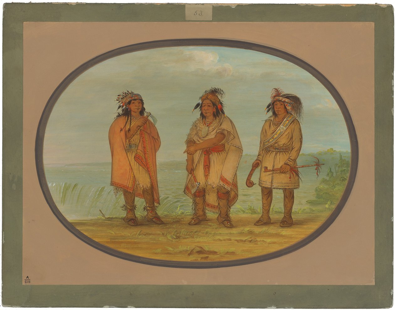 Seneca főnök, Red Jacket, két harcossal alkotó: George Catlin