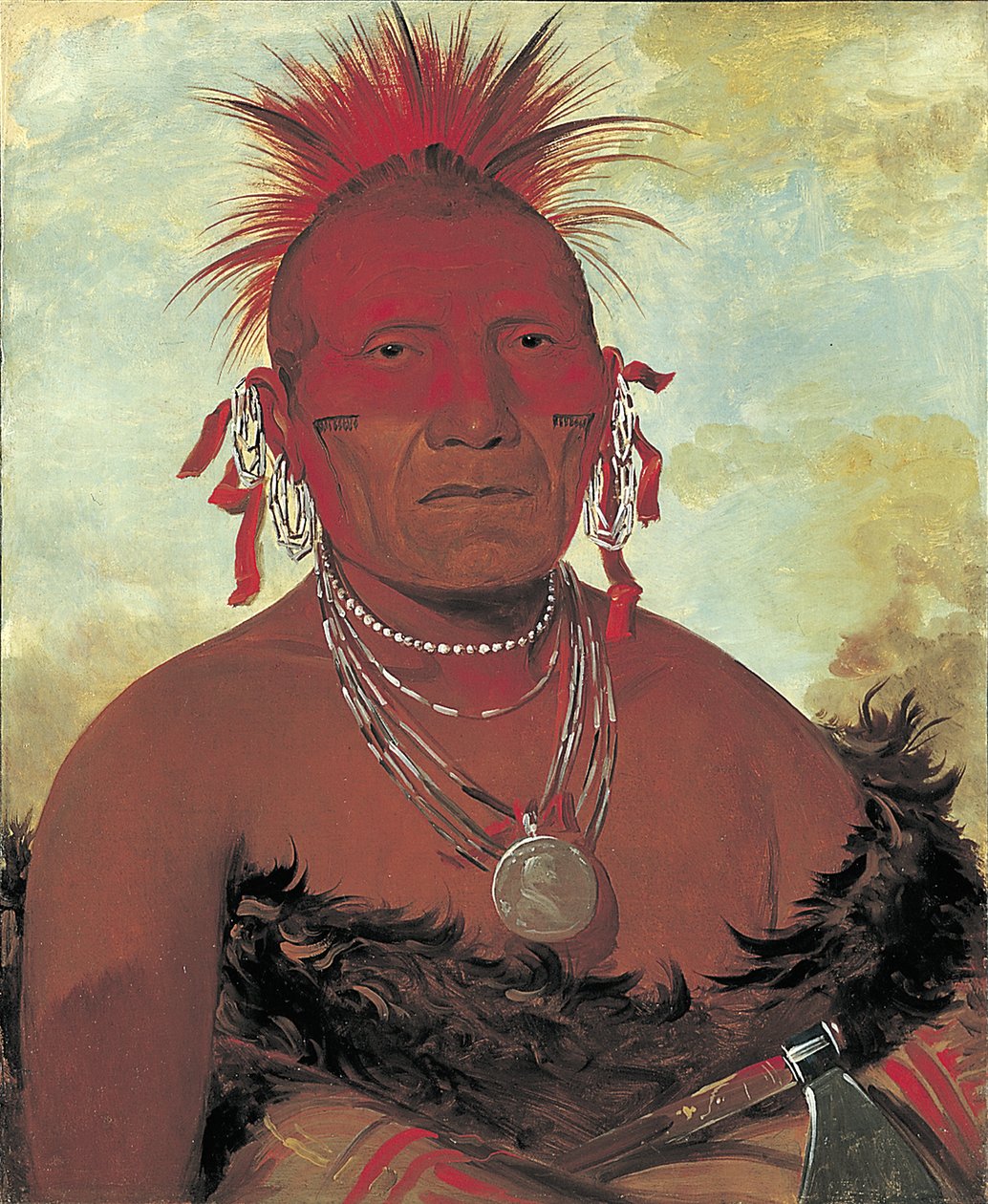 Shón-ka-ki-he-ga, lófőnök, Grand Pawnee főnök, 1832. alkotó: George Catlin