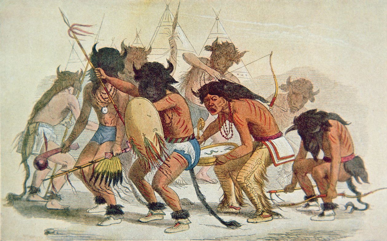 Sioux Buffalo Dance (színes litó) alkotó: George Catlin