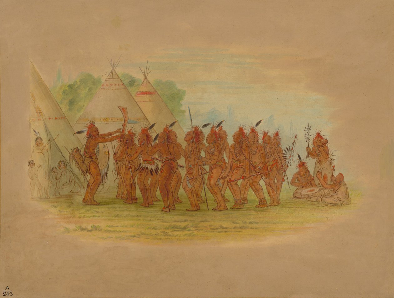 Rabszolgák tánca – Saukie, 1861. alkotó: George Catlin