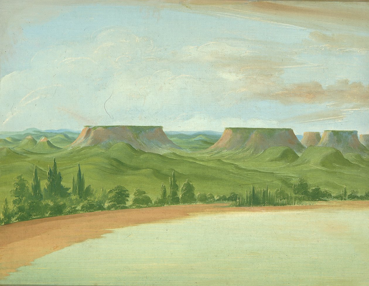 Square Hills, 1200 mérfölddel St. Louis felett, 1832. alkotó: George Catlin