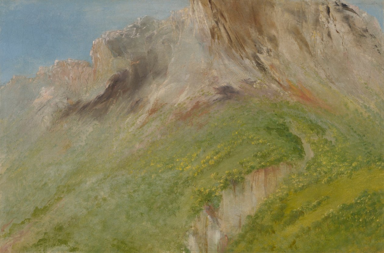Ta-wa-que-nah, vagy a Sziklás-hegység, a komancsok falujának közelében. alkotó: George Catlin