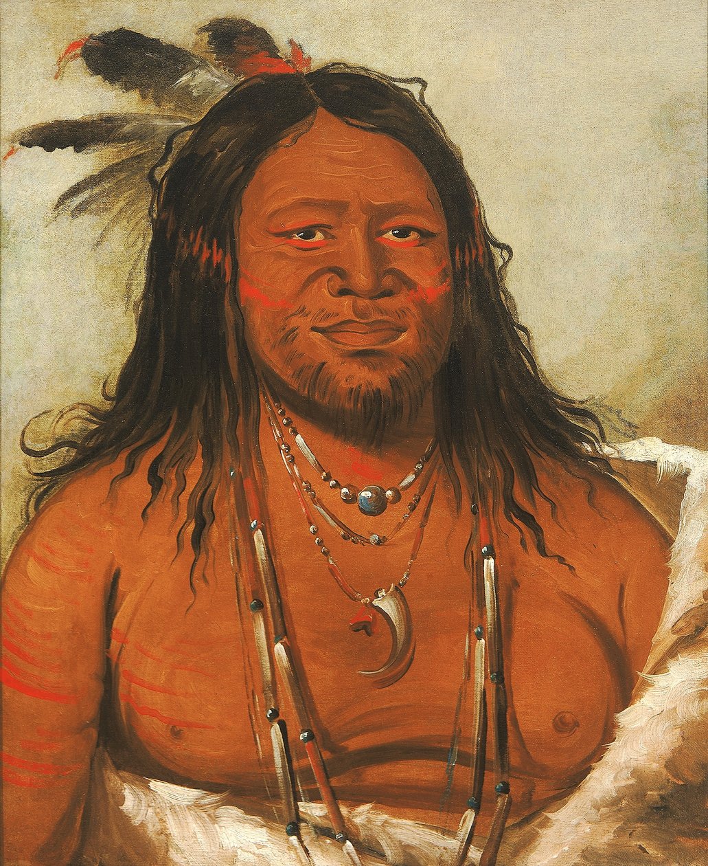 Ta-wáh-que-nah, Sziklák hegye, a törzs második főnöke. alkotó: George Catlin