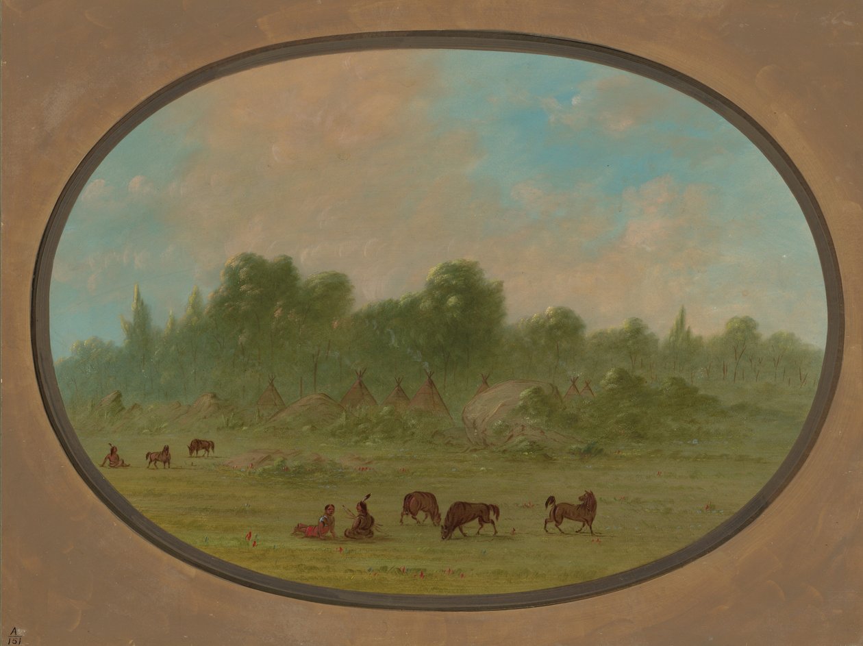 Tawahquena falu, 18611869. alkotó: George Catlin