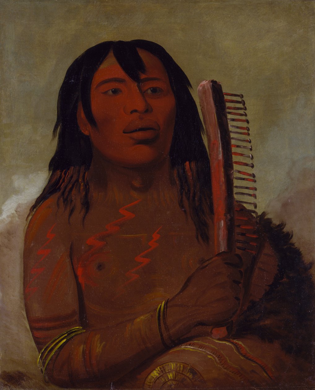 Tcha-dés-sa-ko-máh-pee, Medvegyerek, 1832. alkotó: George Catlin
