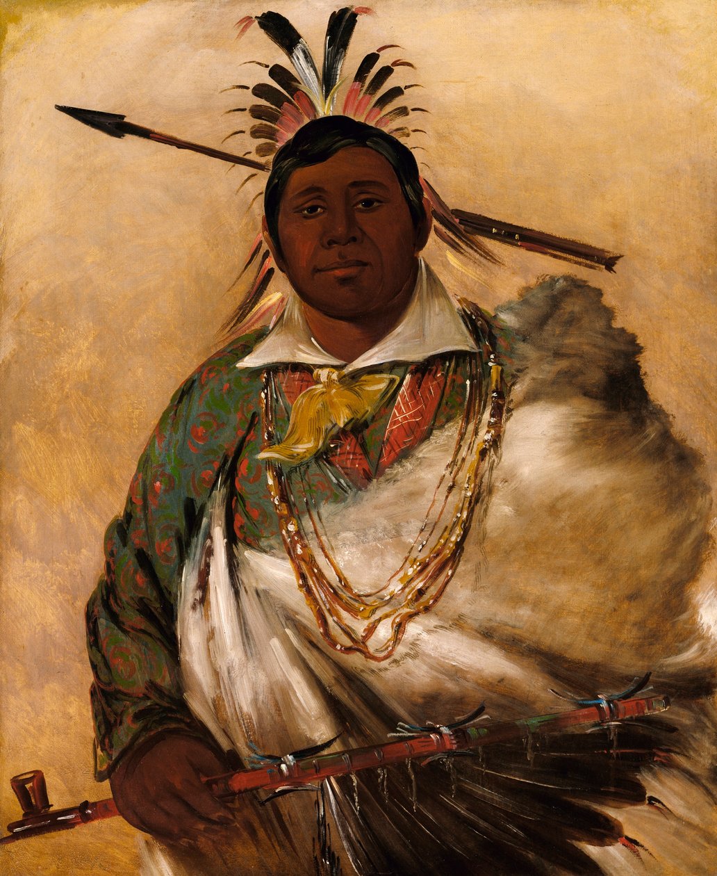 Téh-ke-néh-kee, Black Coat, egy főnök alkotó: George Catlin