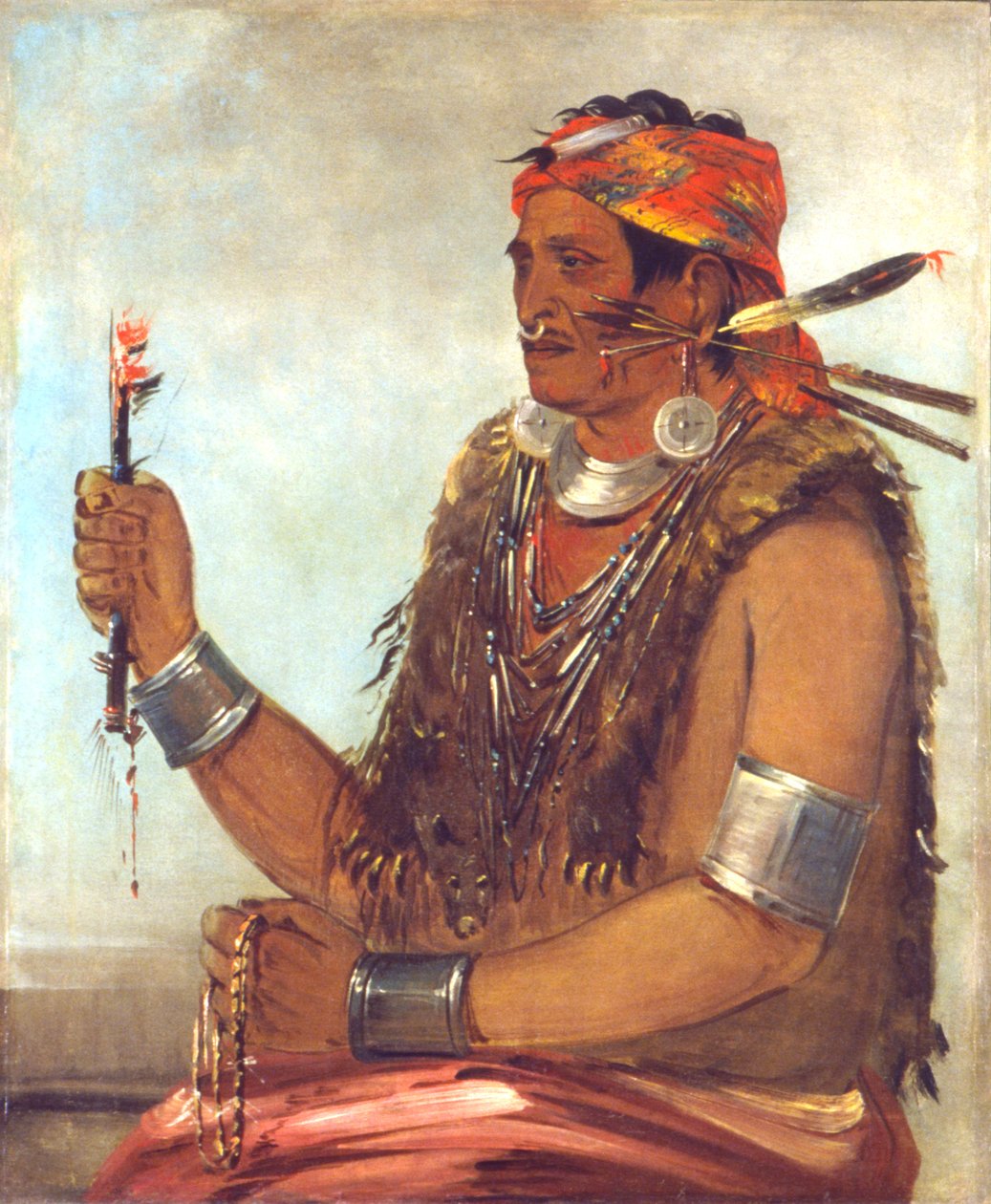 Ten-sqúat-a-way, A nyitott ajtó, A próféta néven ismert, Tecumseh testvére. alkotó: George Catlin