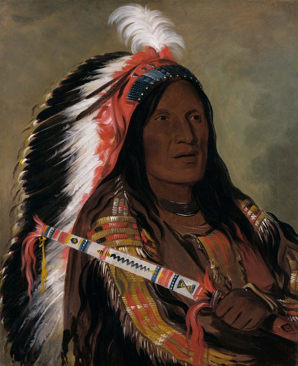 Táh-téck-a-da-háir, Meredek szél, a rossz nyílhegyek bátora, 1832. alkotó: George Catlin