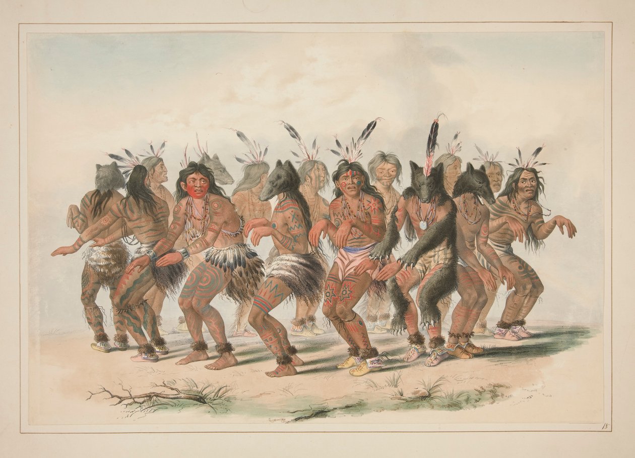 A Medvetánc, pl. 18. az észak-amerikai indiánok portfóliójából alkotó: George Catlin
