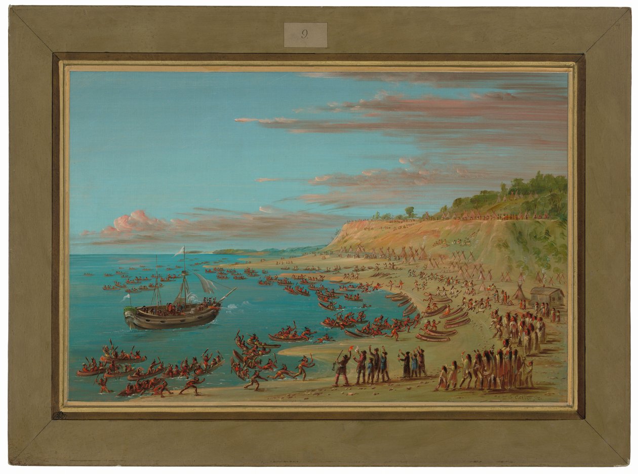 A Griffin befut a Mackinaw-i kikötőbe. 1679. augusztus 27. alkotó: George Catlin