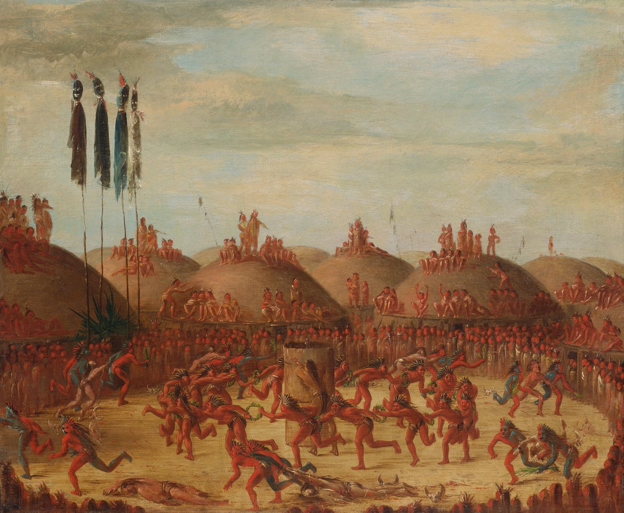 Az utolsó verseny, Mandan O-kee-pa ceremónia, 1832. alkotó: George Catlin