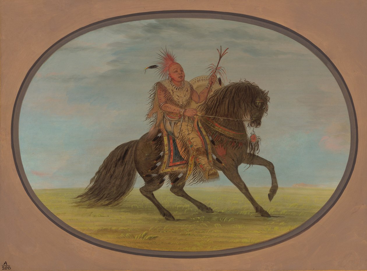 A futó róka finom lovon – Saukie, 18611869. alkotó: George Catlin