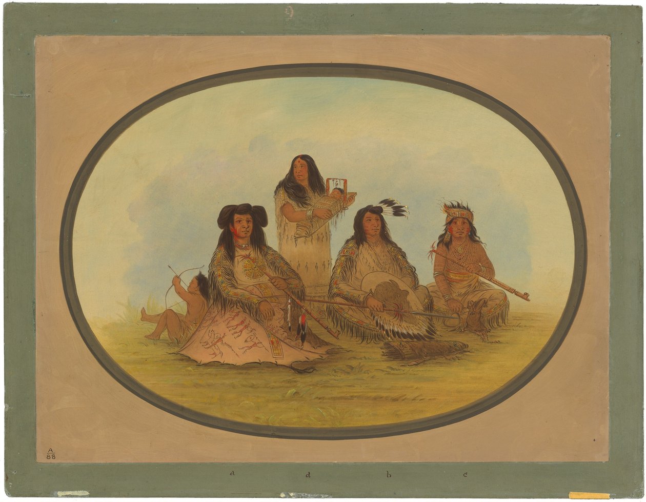 A sziú főnök több indiánnal alkotó: George Catlin