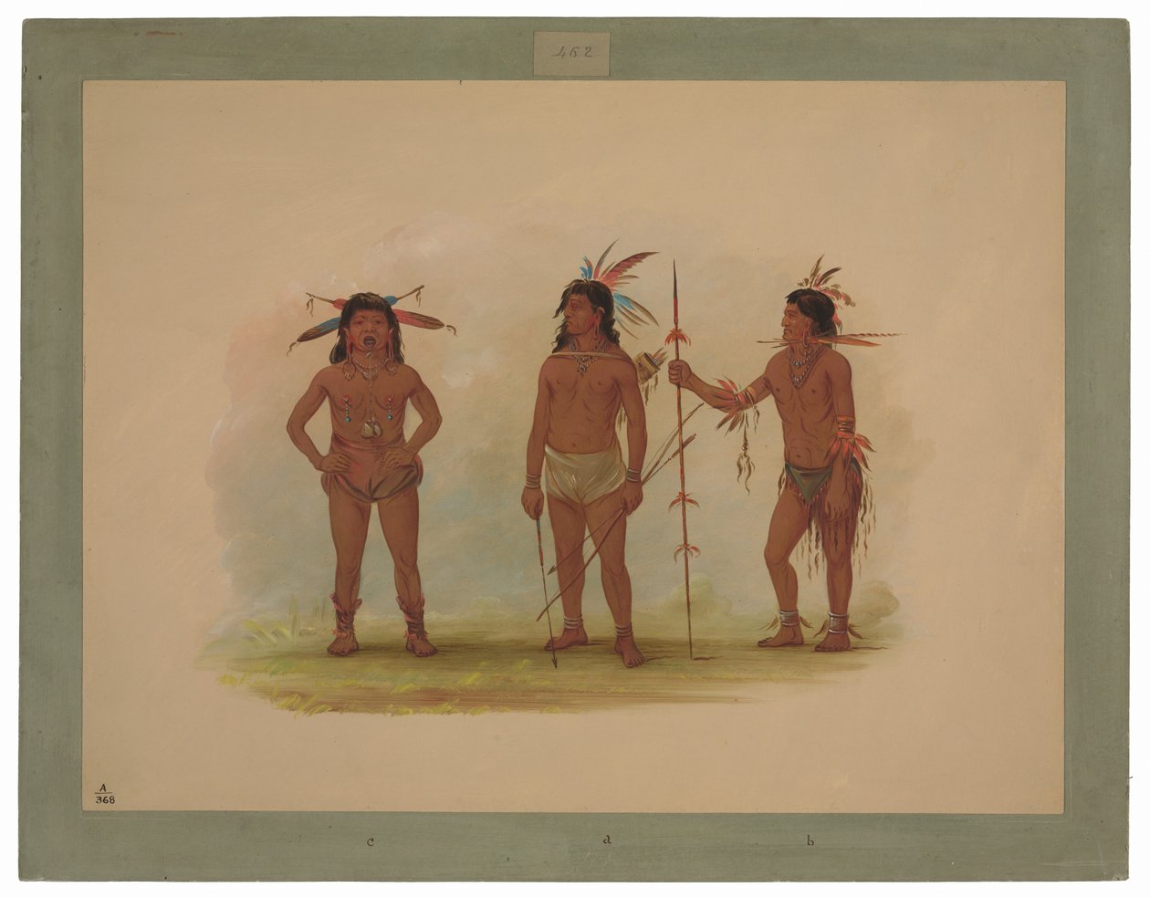 Három Omagua férfi alkotó: George Catlin