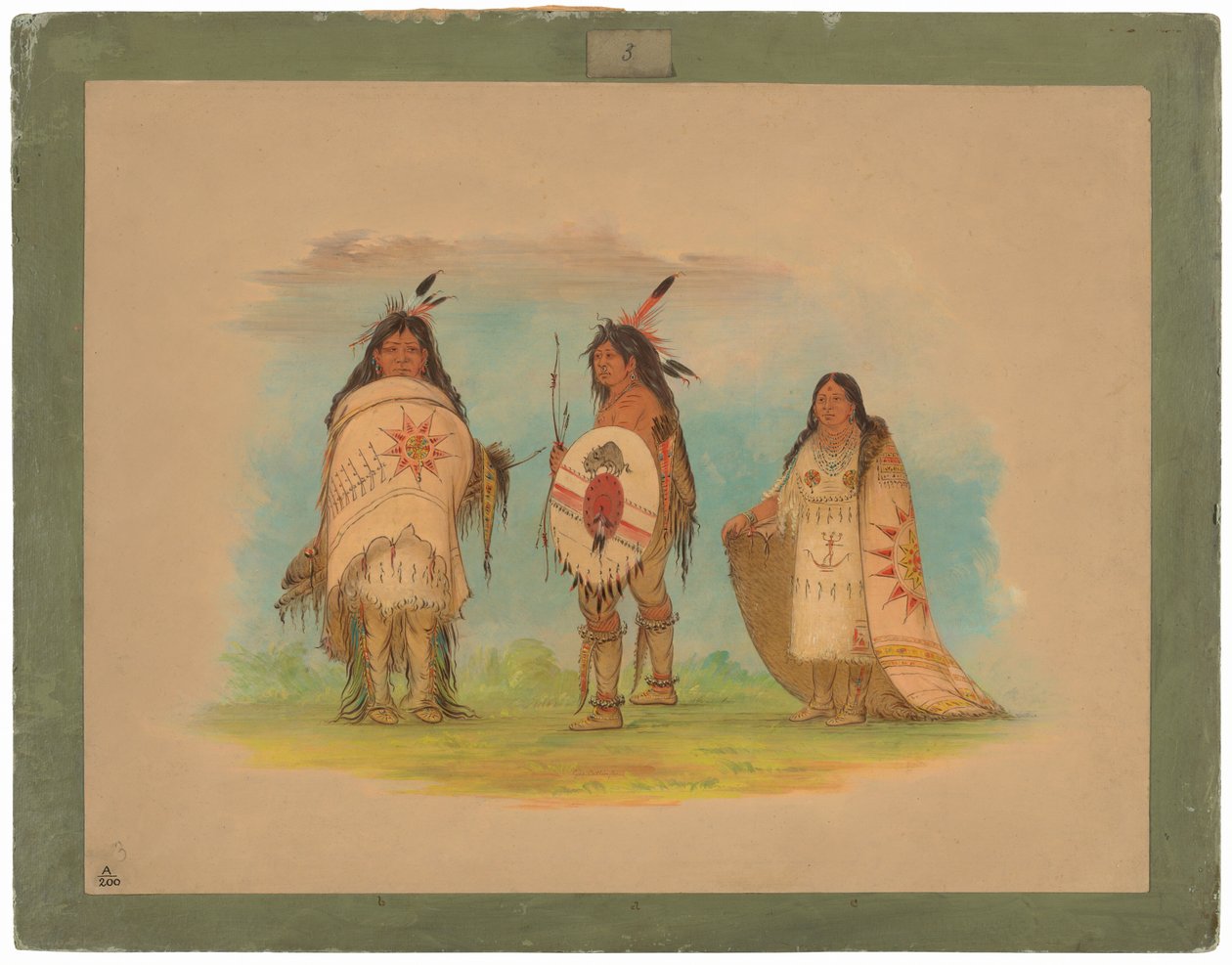 Három Riccarree indián alkotó: George Catlin