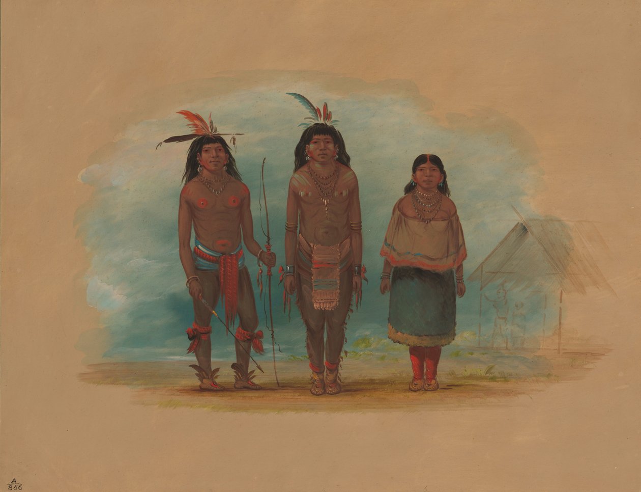 Három tarumai indián, 18541869. alkotó: George Catlin