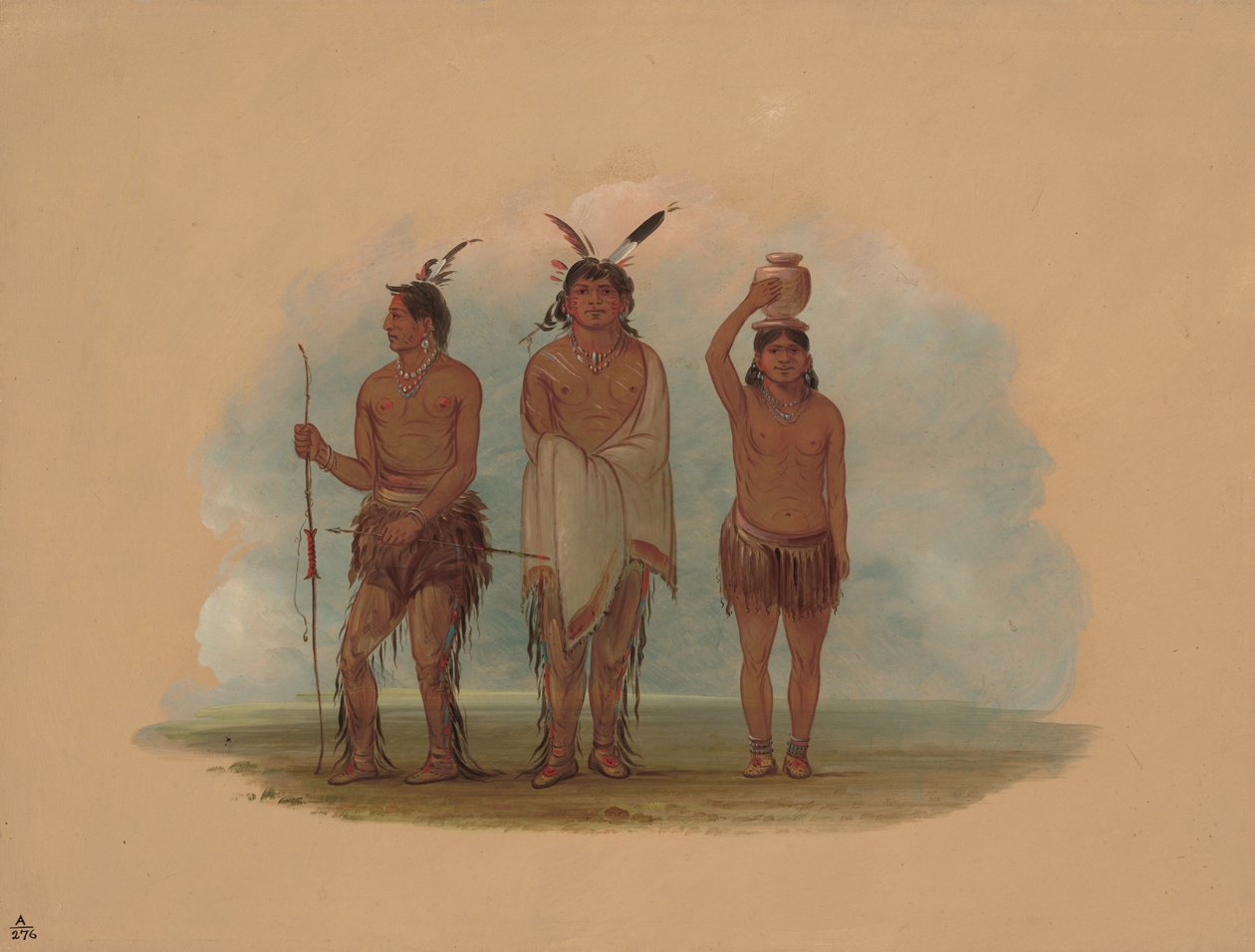 Három Walla Walla indián, 18551869. alkotó: George Catlin