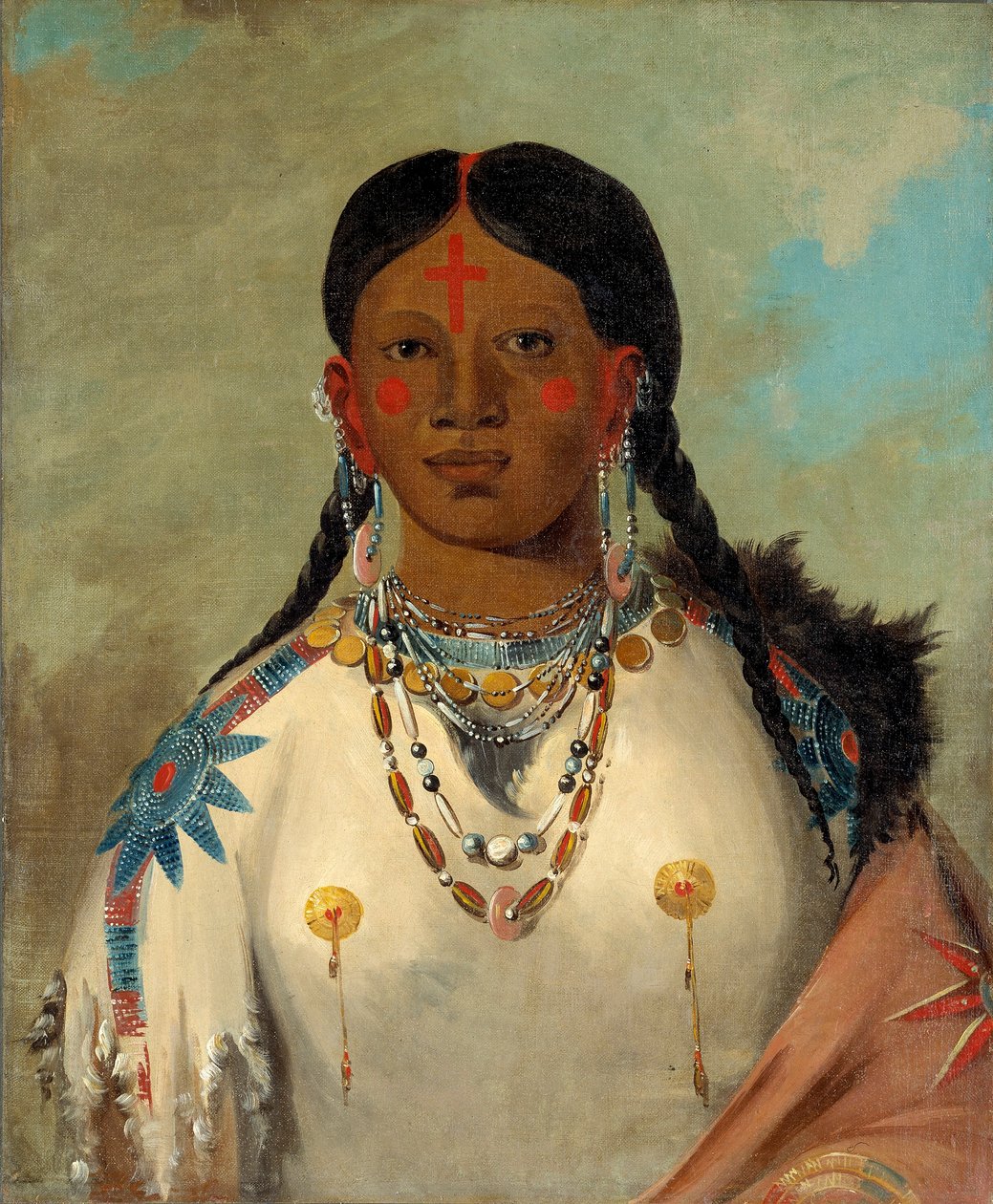 Tís-se-wóo-na-tís, Aki a térdét füröszti, a főnök felesége alkotó: George Catlin