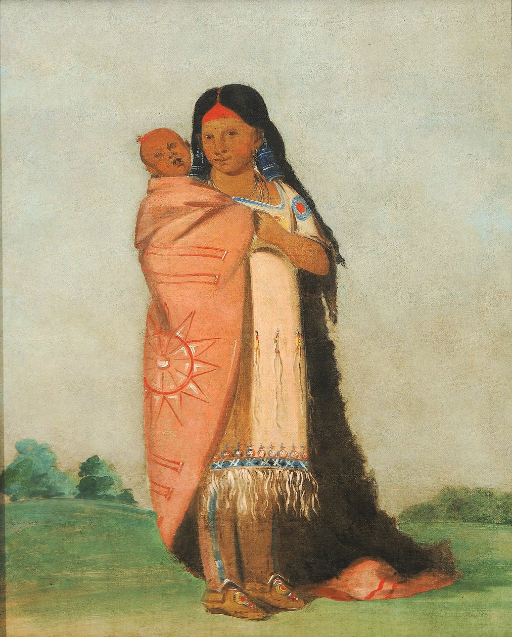 Tsee-moúnt, a Nagy Csoda, aki köpenyében hordozza gyermekét alkotó: George Catlin