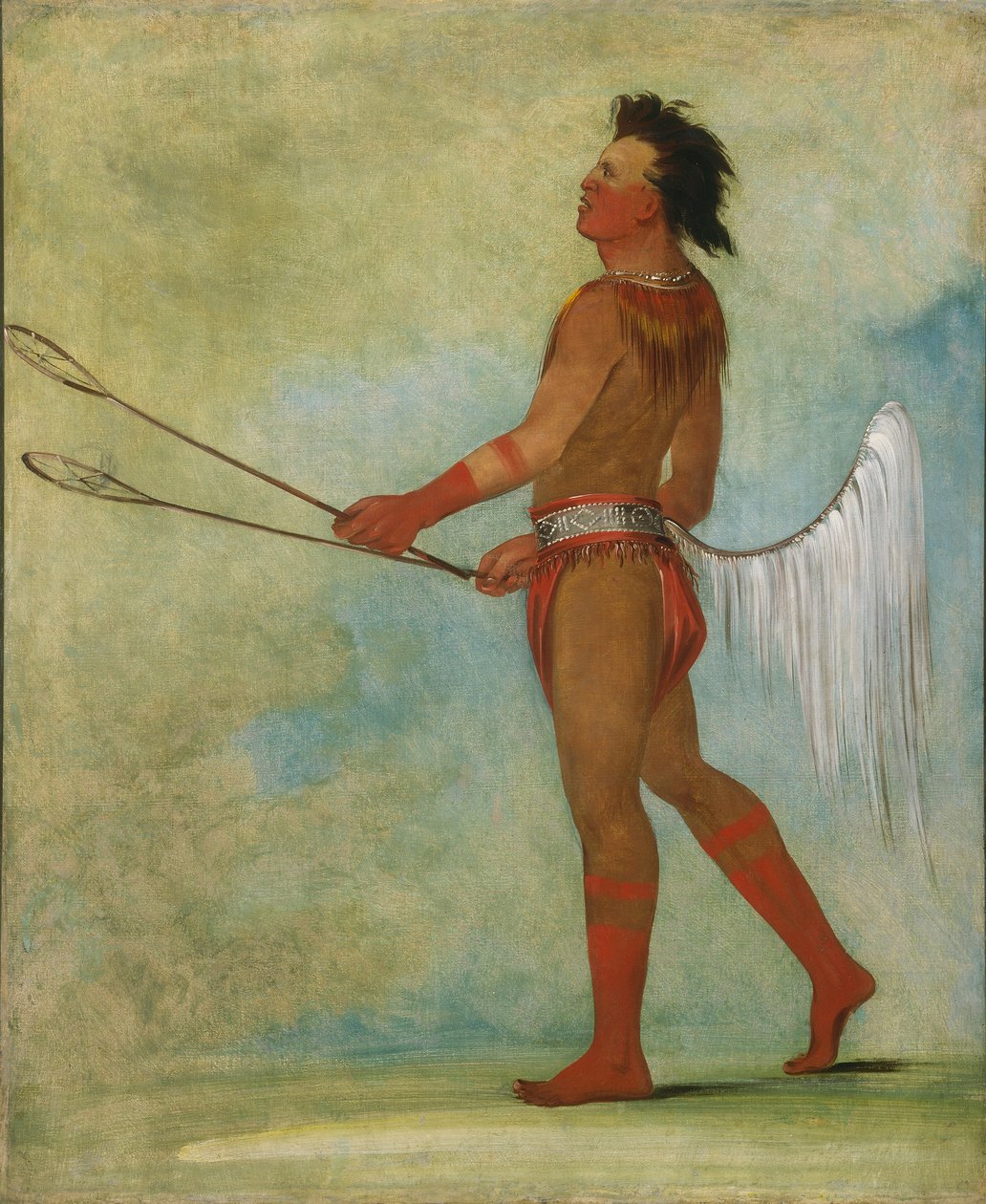 Tul-lock-chísh-ko, a kő levét issza, labdajátékos ruhában. alkotó: George Catlin